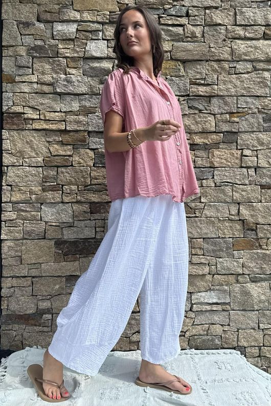 Asher Cap Sleeve Blouse Indian Pink